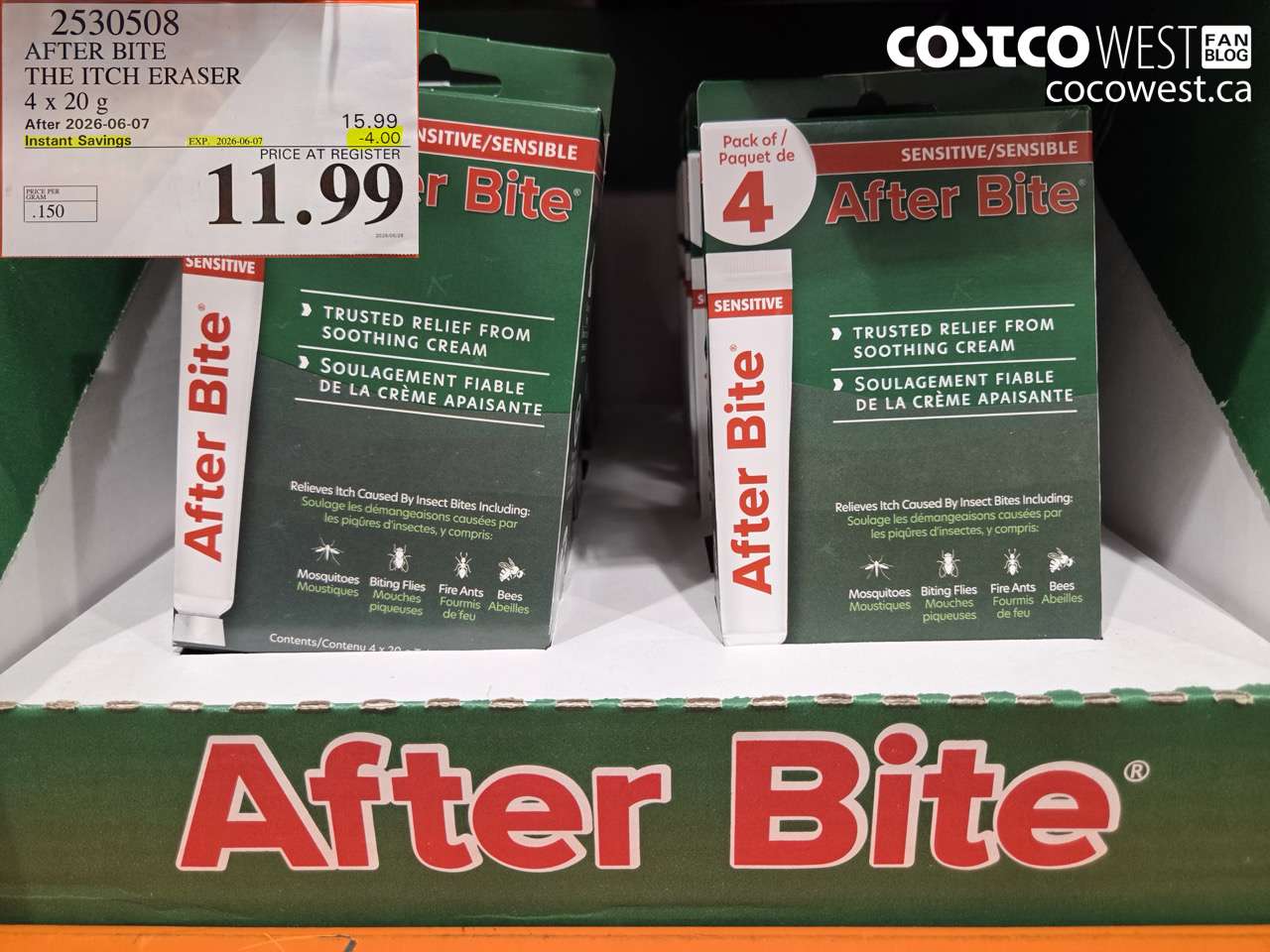 2530508 AFTER BITE THE ITCH ERASER 4 X 20 G ($4.00 INSTANT SAVINGS EXPIRES ON 2026-06-07) $11.99