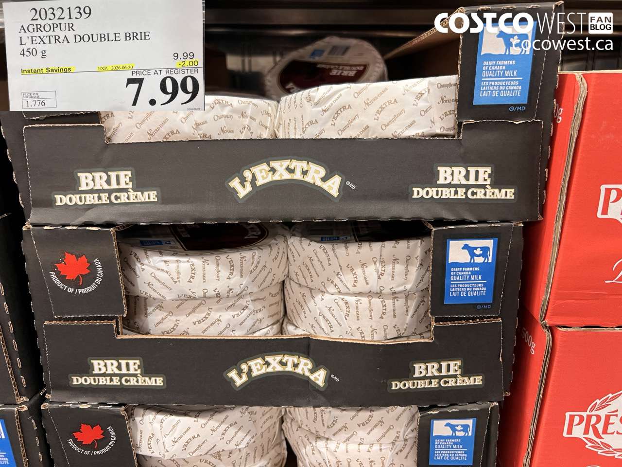 2032139 AGROPUR L'EXTRA DOUBLE BRIE 450 G ($2.00 INSTANT SAVINGS EXPIRES ON 2026-06-30) $7.99
