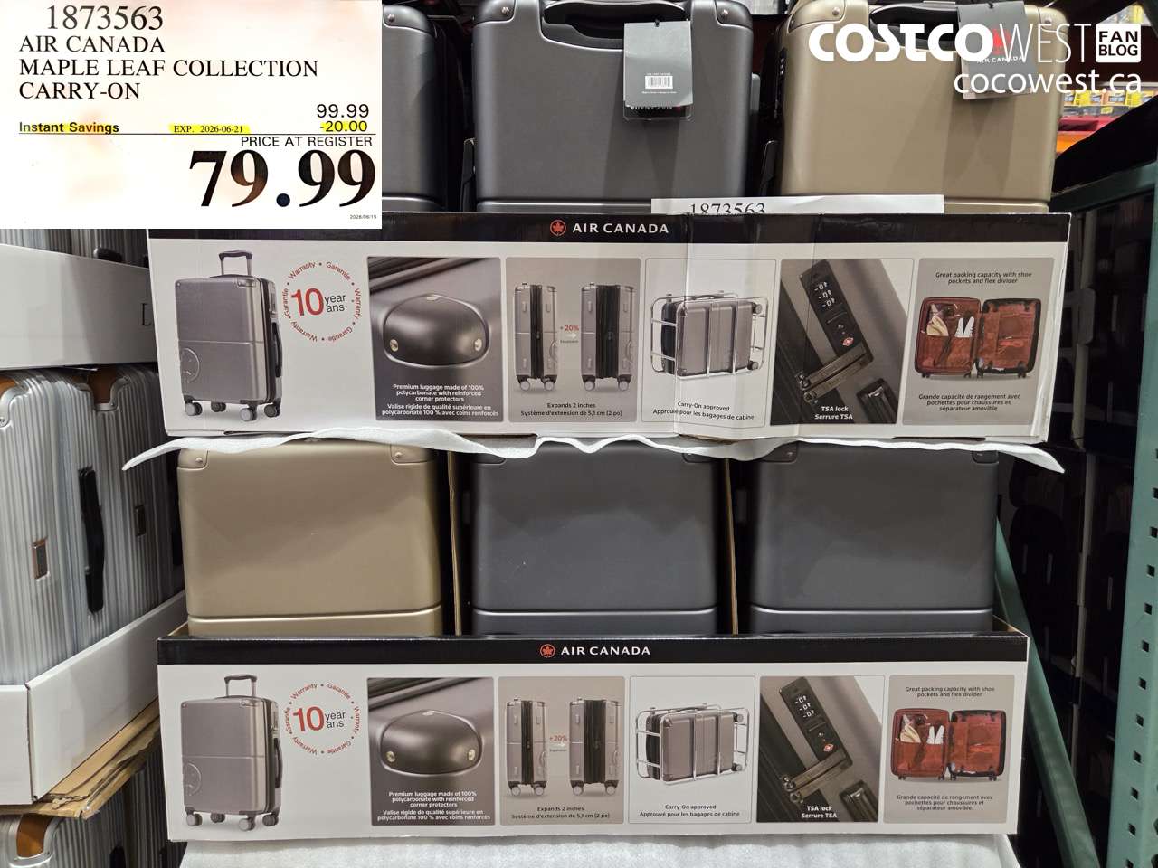 1873563 AIR CANADA MAPLE LEAF COLLECTION CARRY-ON ($20.00 INSTANT SAVINGS EXPIRES ON 2026-06-21) $79.99