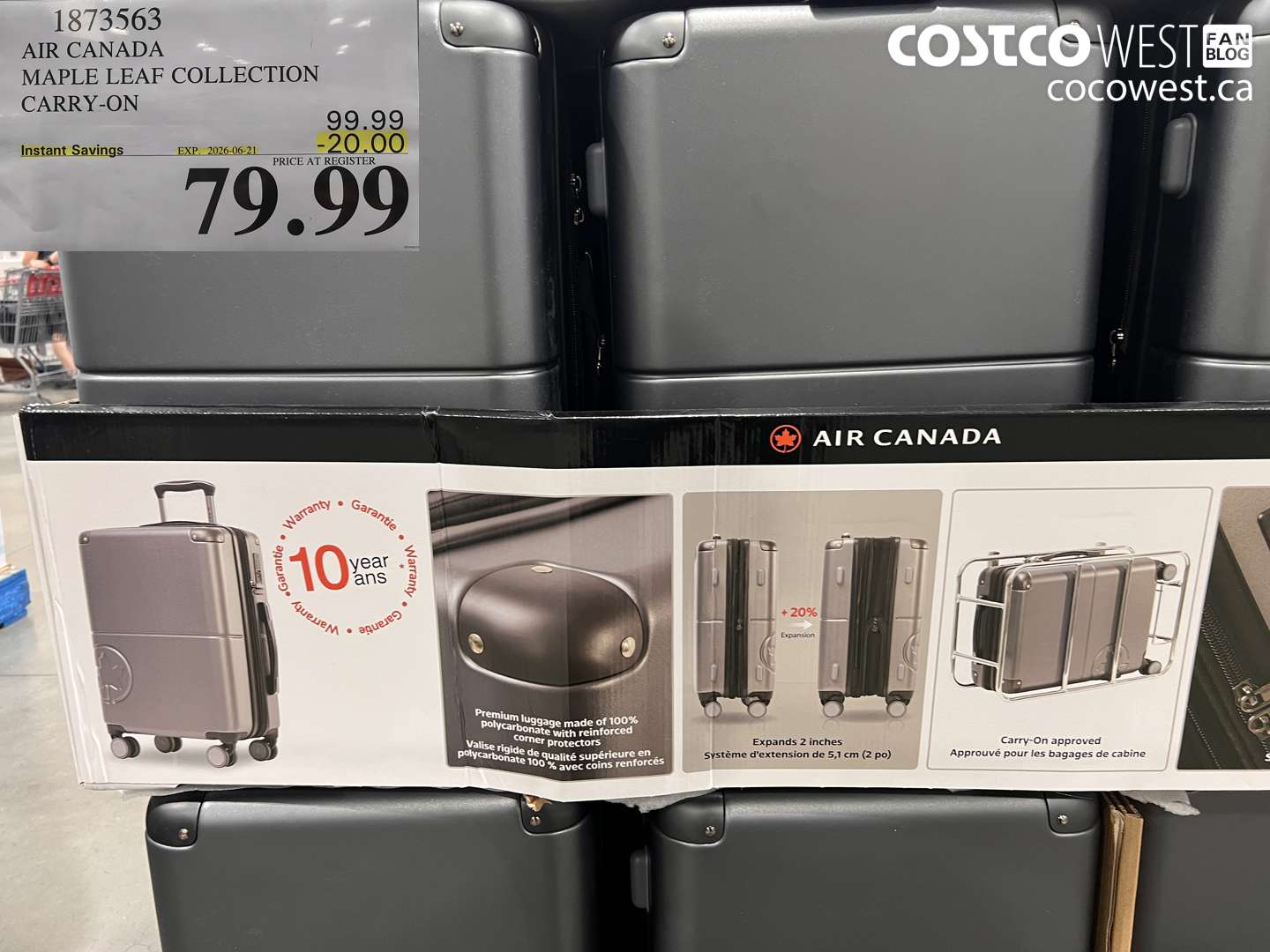 1873563 AIR CANADA MAPLE LEAF COLLECTION CARRY-ON ($20.00 INSTANT SAVINGS EXPIRES ON 2026-06-21) $79.99