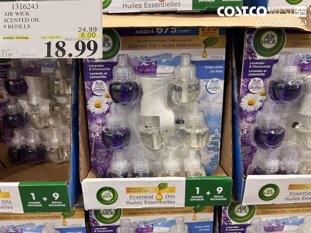 1316243 AIR WICK SCENTED OIL 9 REFILLS ($6.00 INSTANT SAVINGS EXPIRES ON 2026-06-07) $18.99