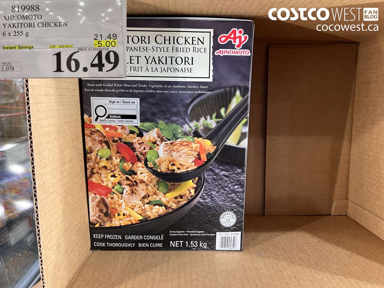 819988 AJINOMOTO YAKITORI CHICKEN 6 X 255 G ($5.00 INSTANT SAVINGS EXPIRES ON 2026-06-07) $16.49