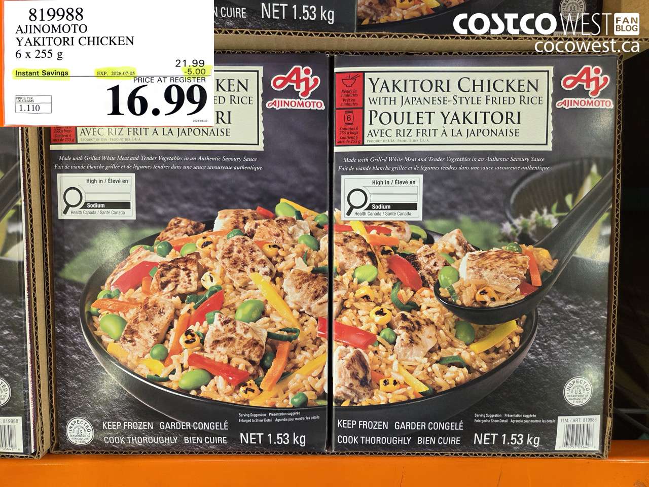 819988 AJINOMOTO YAKITORI CHICKEN 6 X 255 G ($5.00 INSTANT SAVINGS EXPIRES ON 2026-07-05) $16.99