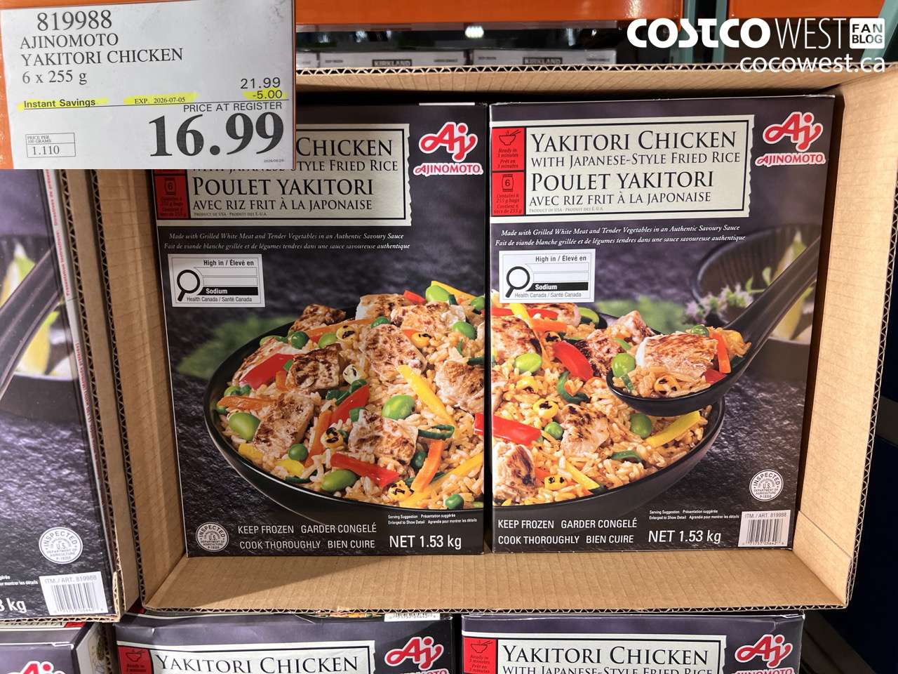 819988 AJINOMOTO YAKITORI CHICKEN 6 X 255 G ($5.00 INSTANT SAVINGS EXPIRES ON 2026-07-05) $16.99