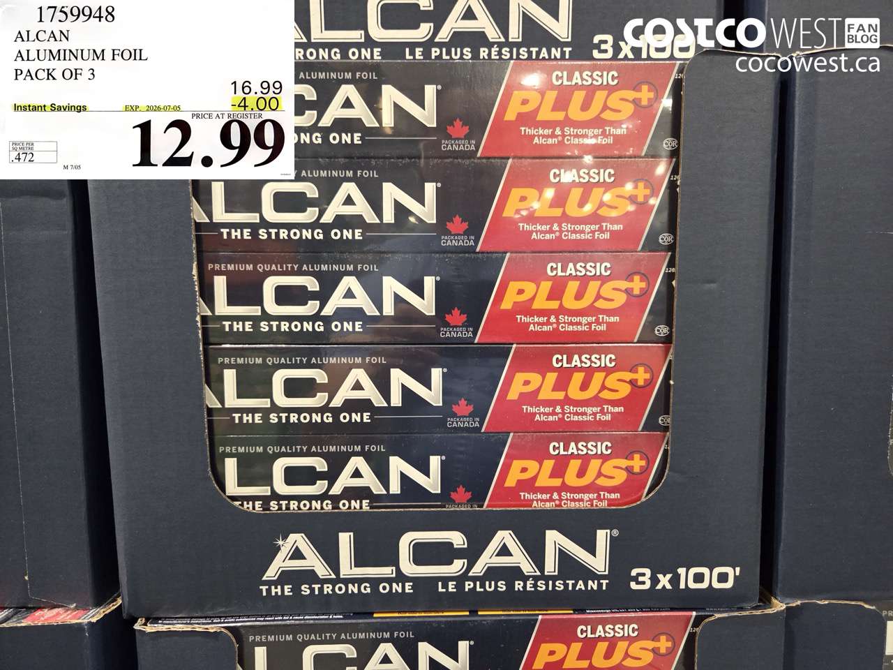1759948 ALCAN ALUMINUM FOIL PACK OF 3 ($4.00 INSTANT SAVINGS EXPIRES ON 2026-07-05) $12.99
