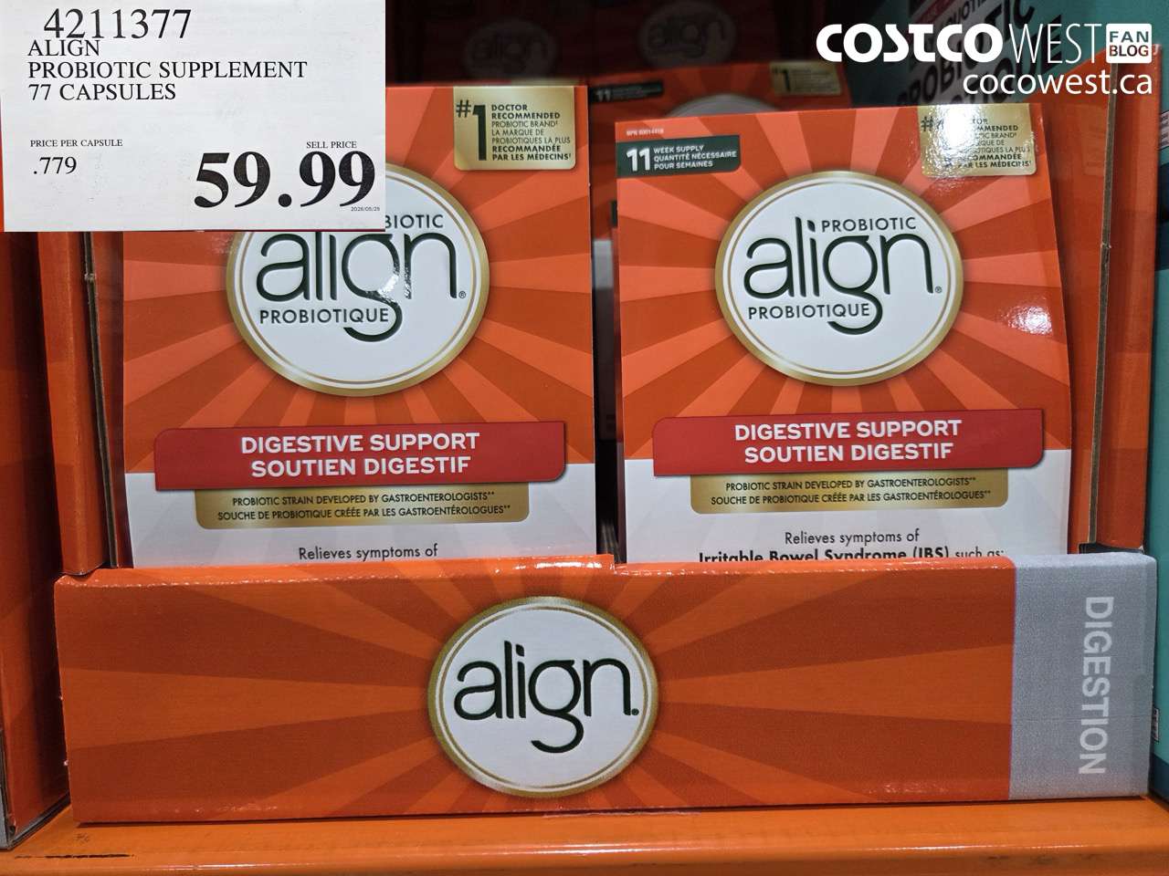 4211377 ALIGN PROBIOTIC SUPPLEMENT 77 CAPSULES $59.99