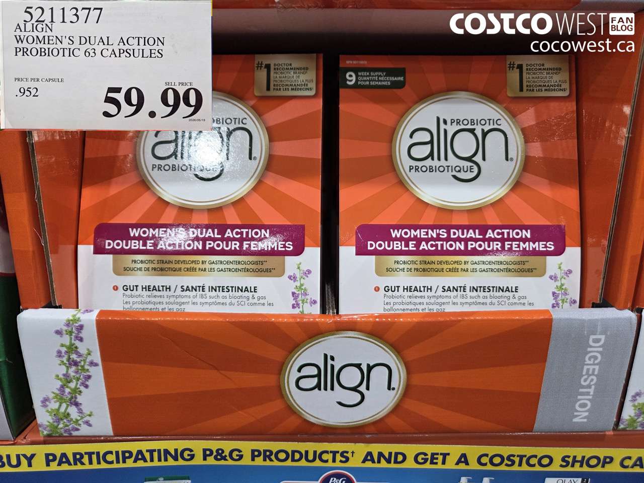 5211377 ALIGN WOMEN'S DUAL ACTION PROBIOTIC 63 CAPSULES $59.99