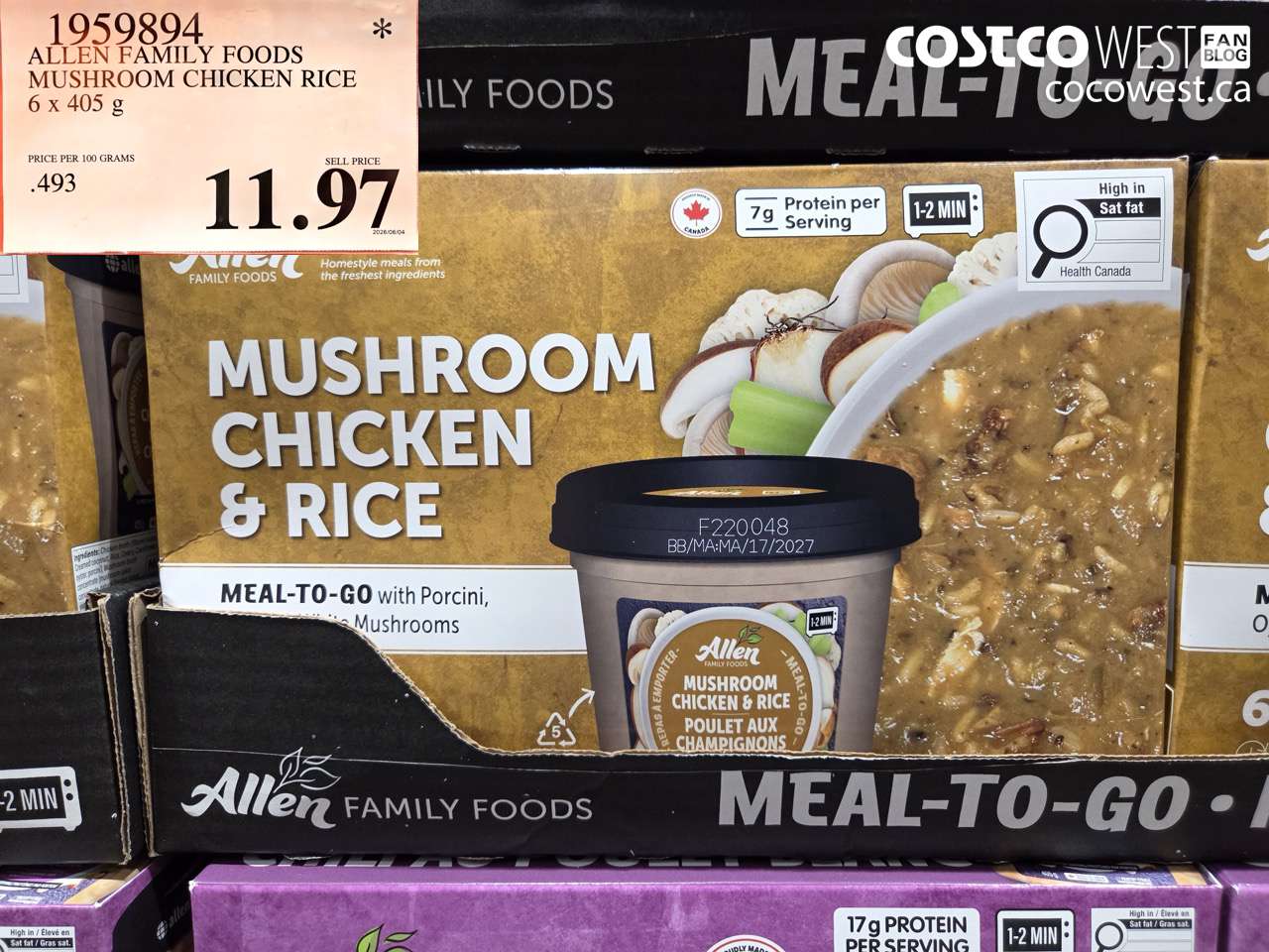 1959894 ALLEN FAMILY FOODS MUSHROOM CHICKEN RICE 6 X 405 G $11.97