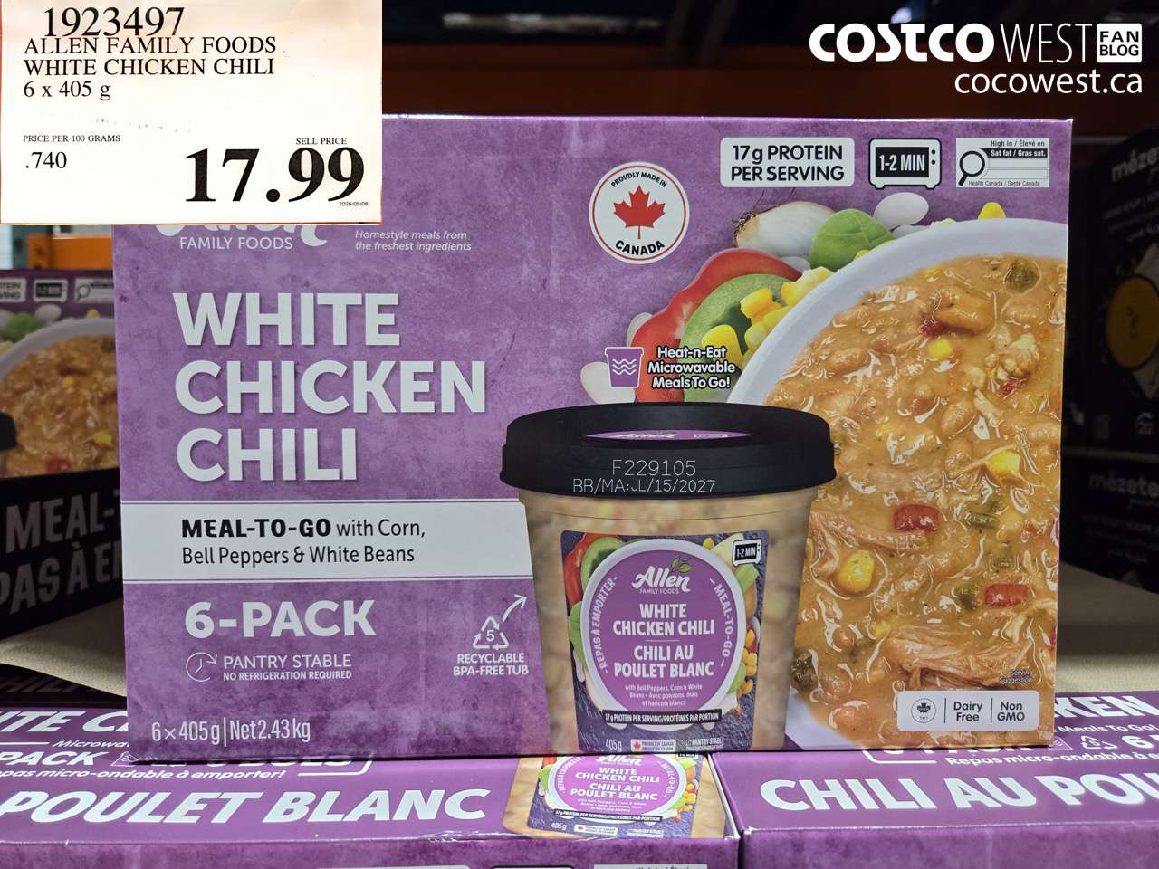 1923497 ALLEN FAMILY FOODS WHITE CHICKEN CHILI 6 X 405 G $17.99