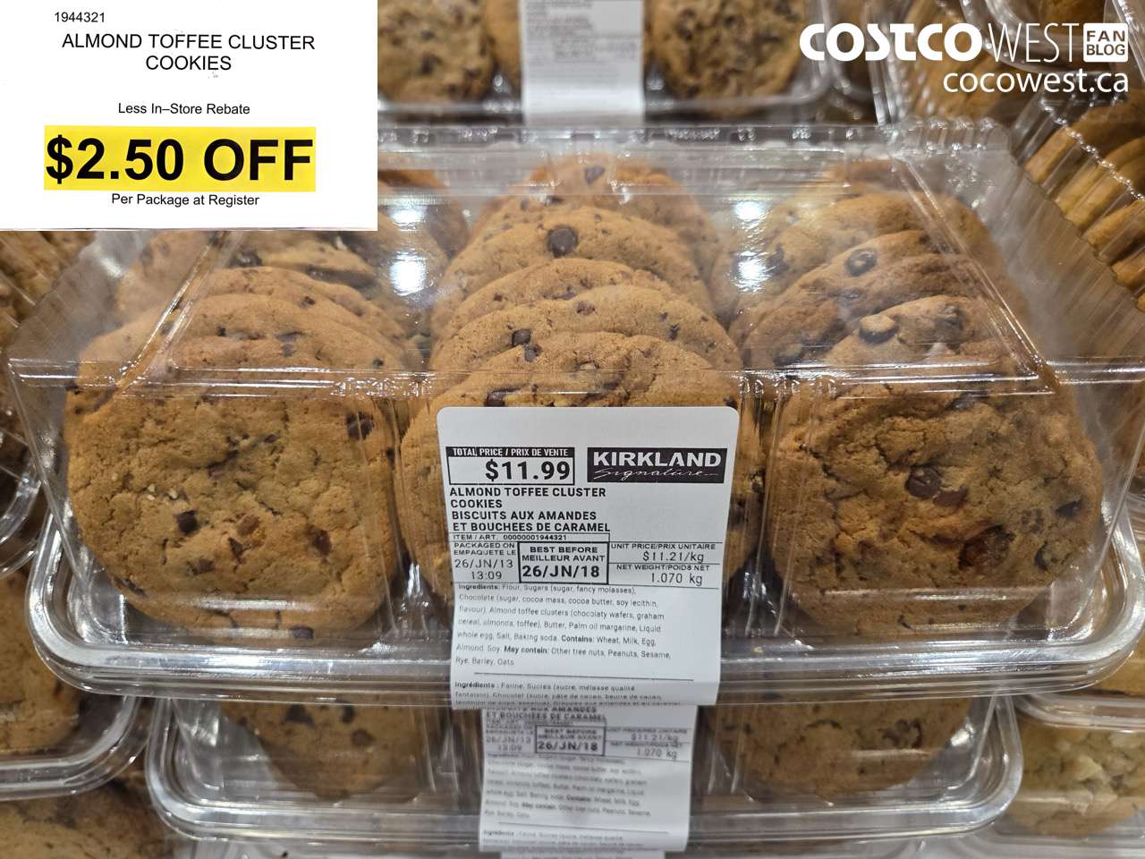 1944321 ALMOND TOFFEE CLUSTER COOKIES ($2.50 INSTANT SAVINGS)