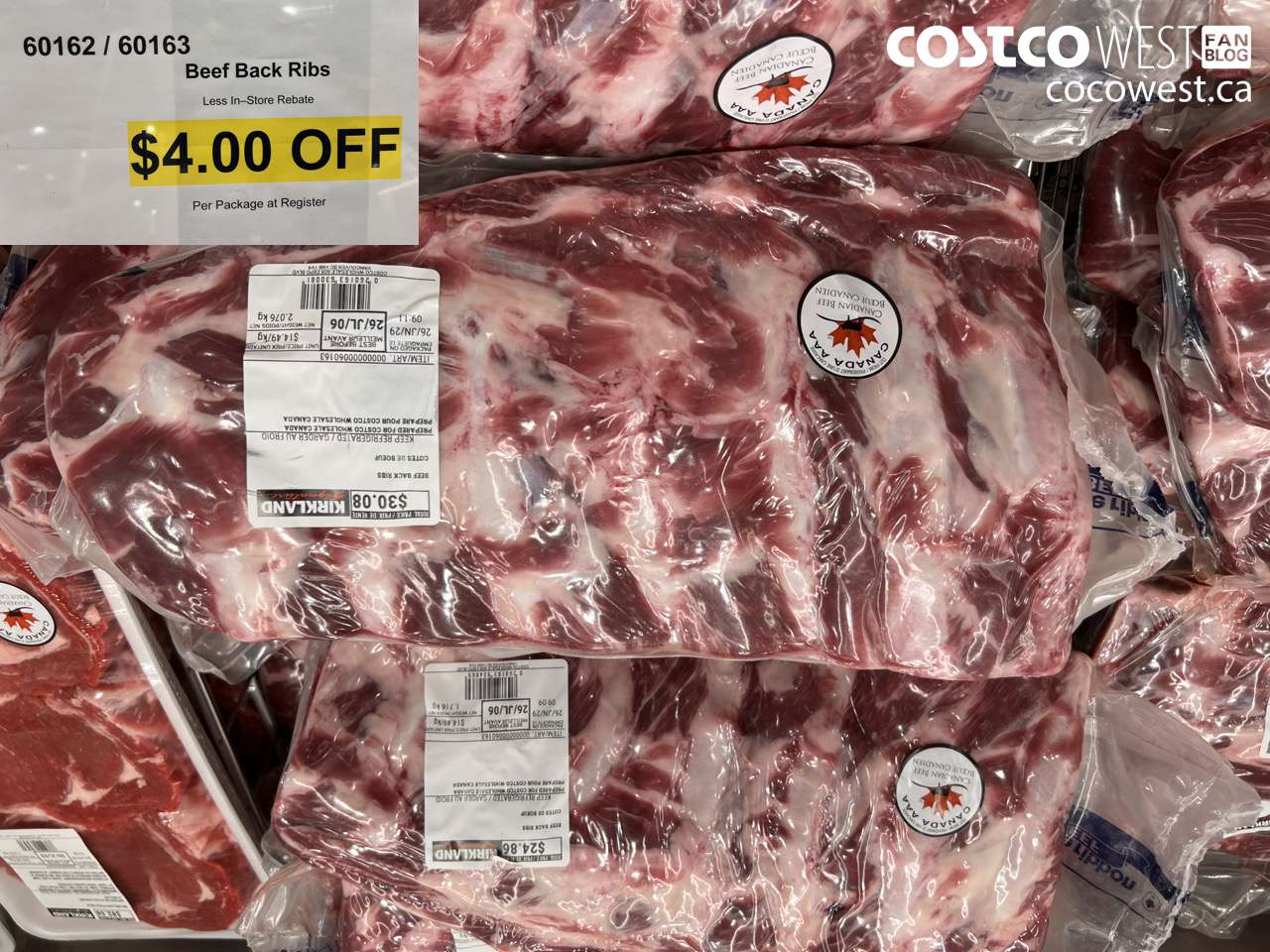 60162 (ALSO 60163) BEEF BACK RIBS ($4.00 INSTANT SAVINGS)