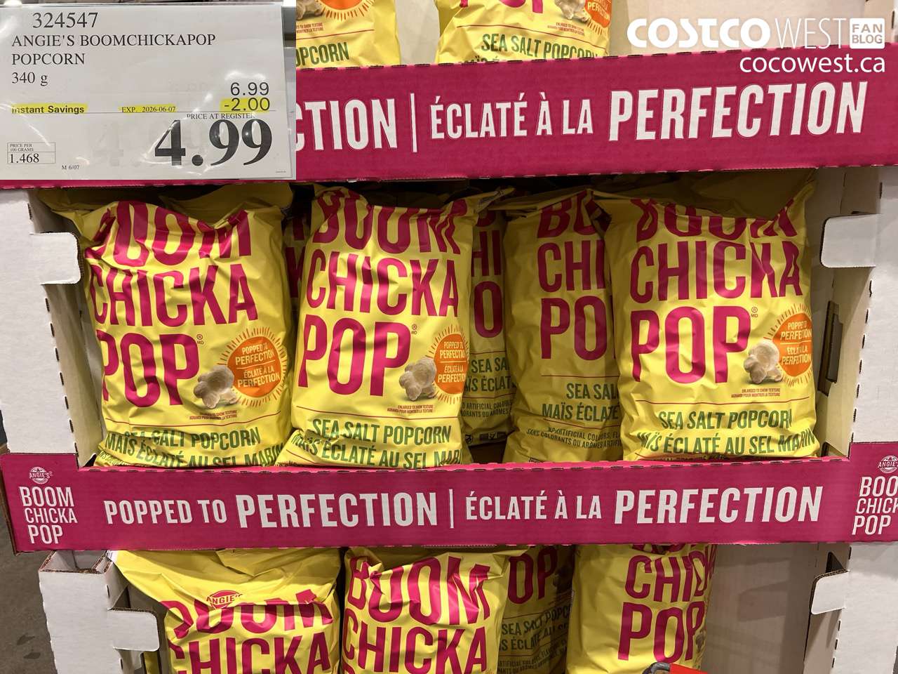 324547 ANGIE'S BOOMCHICKAPOP POPCORN 340 G ($2.00 INSTANT SAVINGS EXPIRES ON 2026-06-07) $4.99