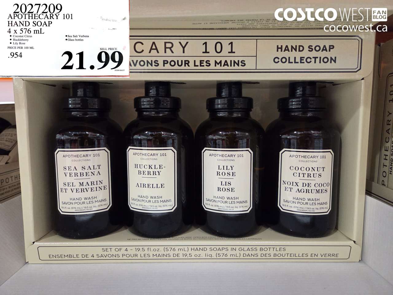 2027209 APOTHECARY 101 HAND SOAP 4 X 576 ML $21.99