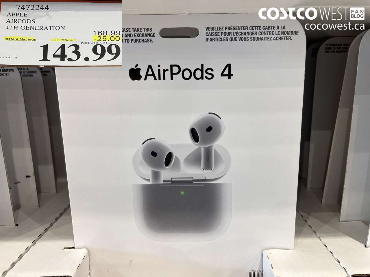 7472244 APPLE AIRPODS 4TH GENERATION ($25.00 INSTANT SAVINGS EXPIRES ON 2026-06-18) $143.99