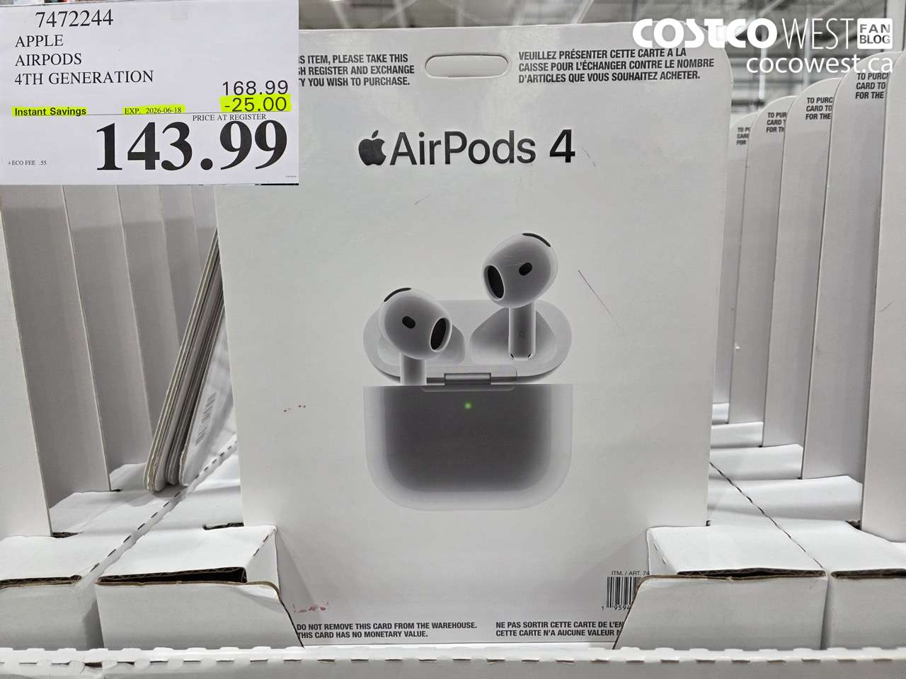7472244 APPLE AIRPODS 4TH GENERATION ($25.00 INSTANT SAVINGS EXPIRES ON 2026-06-18) $143.99