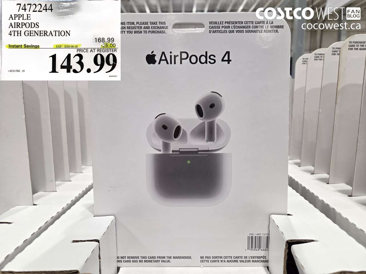 7472244 APPLE AIRPODS 4TH GENERATION ($25.00 INSTANT SAVINGS EXPIRES ON 2026-06-18) $143.99
