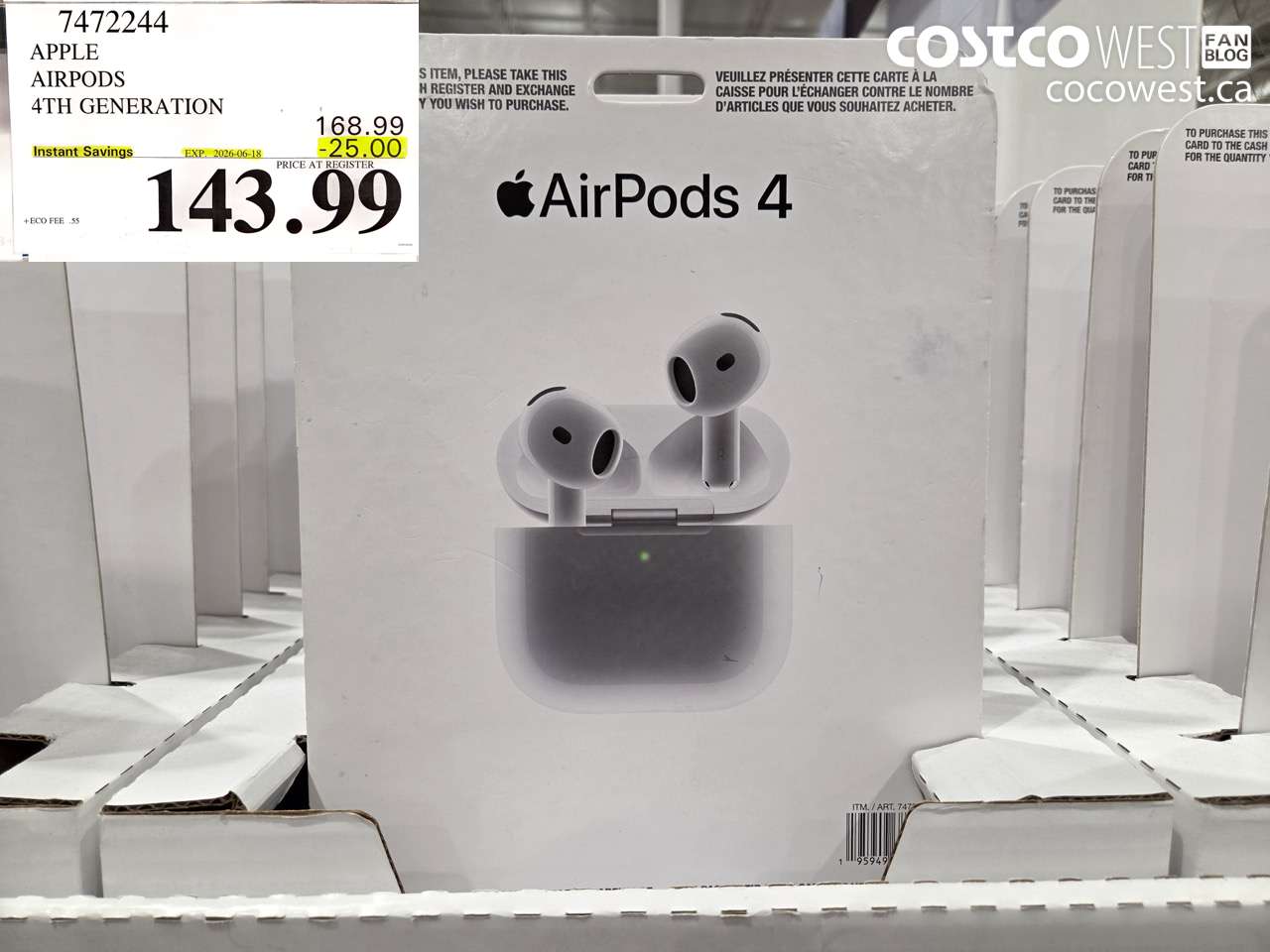 7472244 APPLE AIRPODS 4TH GENERATION ($25.00 INSTANT SAVINGS EXPIRES ON 2026-06-18) $143.99