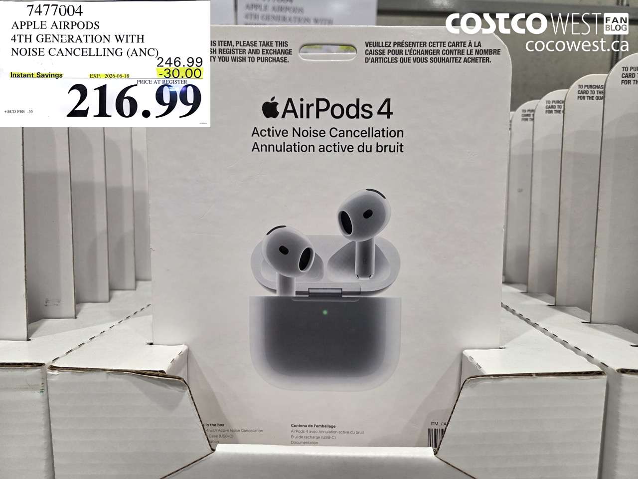 7477004 APPLE AIRPODS 4TH GENERATION WITH NOISE CANCELLING (ANC) ($30.00 INSTANT SAVINGS EXPIRES ON 2026-06-18) $216.99