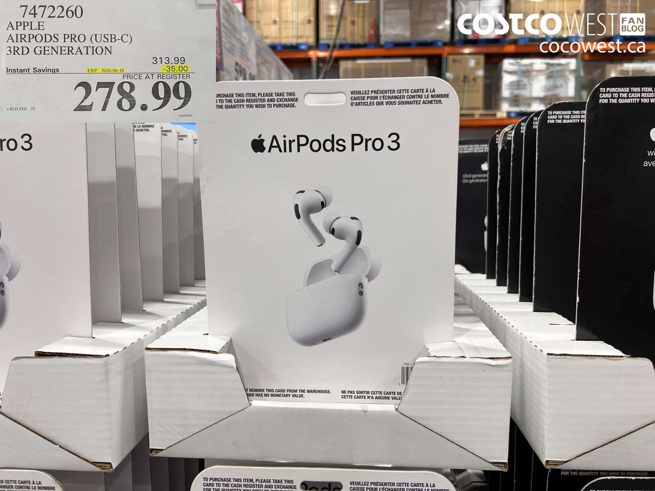 7472260 APPLE AIRPODS PRO (USB-C) 3RD GENERATION ($35.00 INSTANT SAVINGS EXPIRES ON 2026-06-18) $278.99