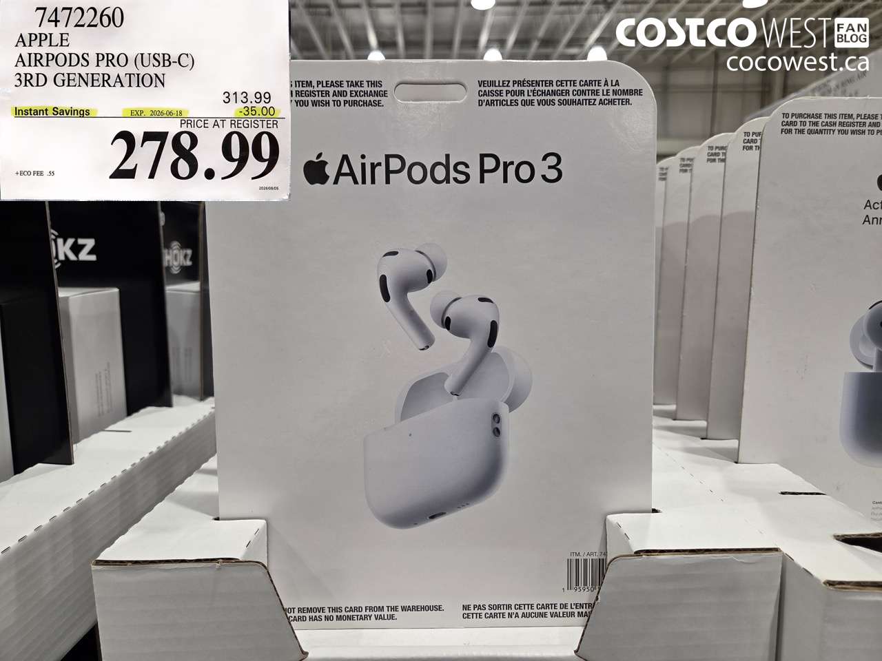 7472260 APPLE AIRPODS PRO (USB-C) 3RD GENERATION ($35.00 INSTANT SAVINGS EXPIRES ON 2026-06-18) $278.99