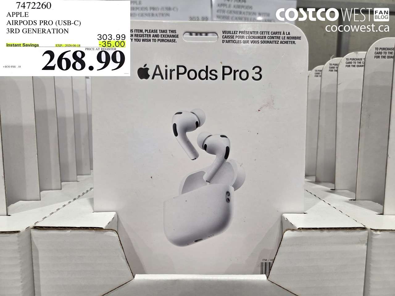 7472260 APPLE AIRPODS PRO (USB-C) 3RD GENERATION ($35.00 INSTANT SAVINGS EXPIRES ON 2026-06-18) $268.99