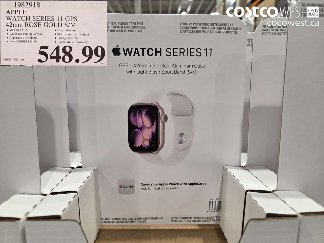 1982918 APPLE WATCH SERIES 11 GPS 42MM ROSE GOLD S/M $548.99