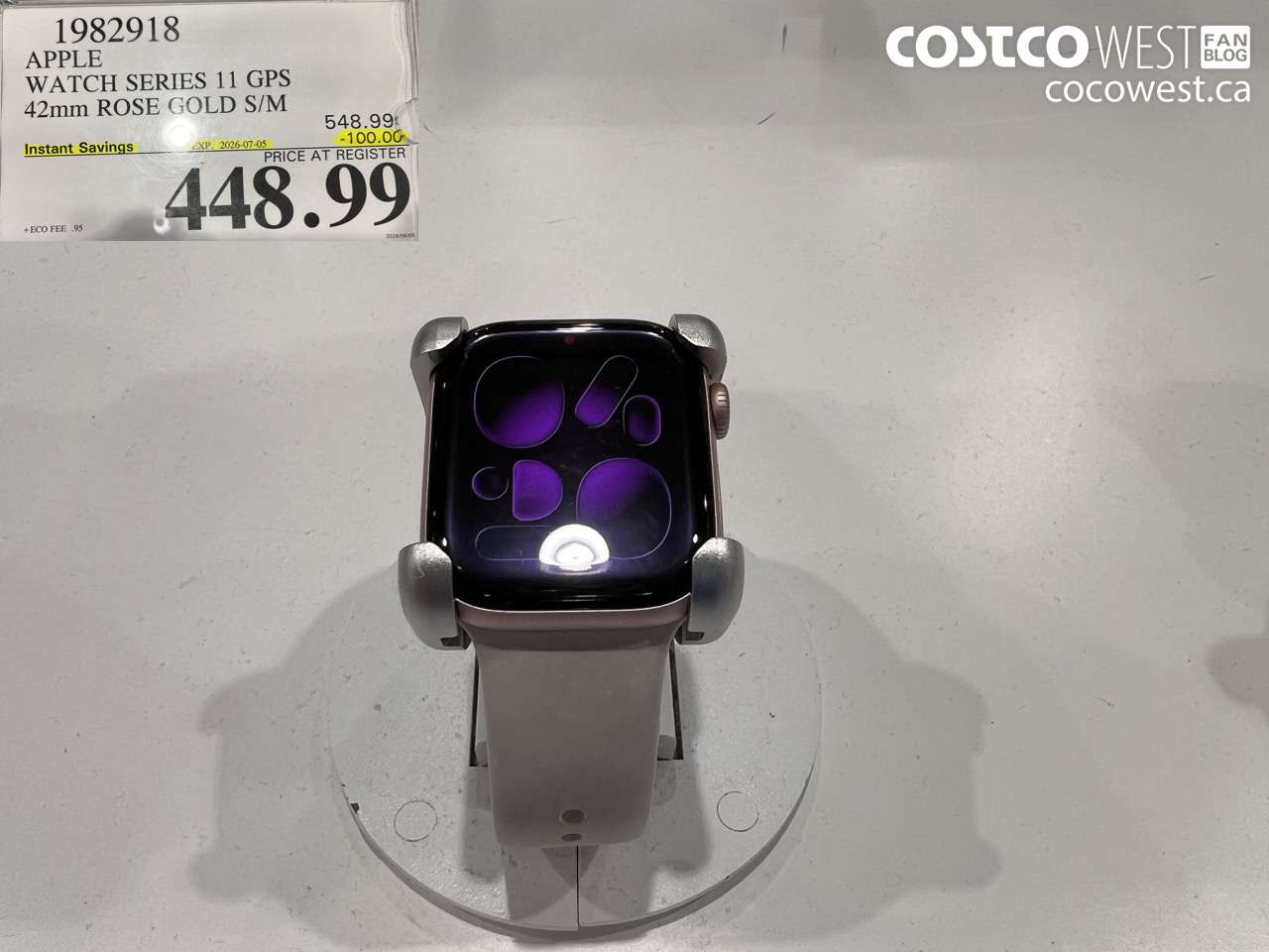 1982918 APPLE WATCH SERIES 11 GPS 42MM ROSE GOLD S/M ($100.00 INSTANT SAVINGS EXPIRES ON 2026-07-05) $448.99
