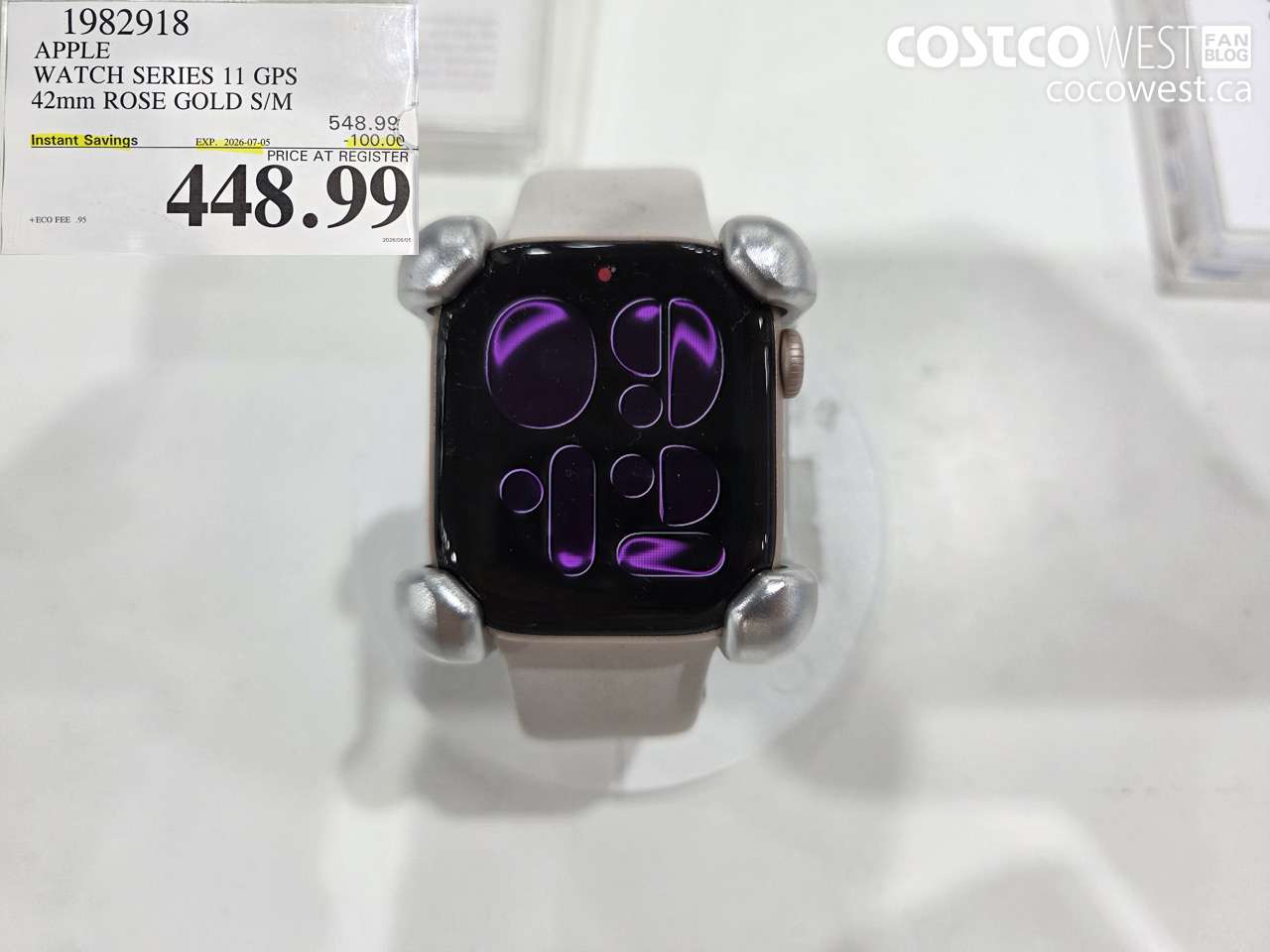 1982918 APPLE WATCH SERIES 11 GPS 42MM ROSE GOLD S/M ($100.00 INSTANT SAVINGS EXPIRES ON 2026-07-05) $448.99