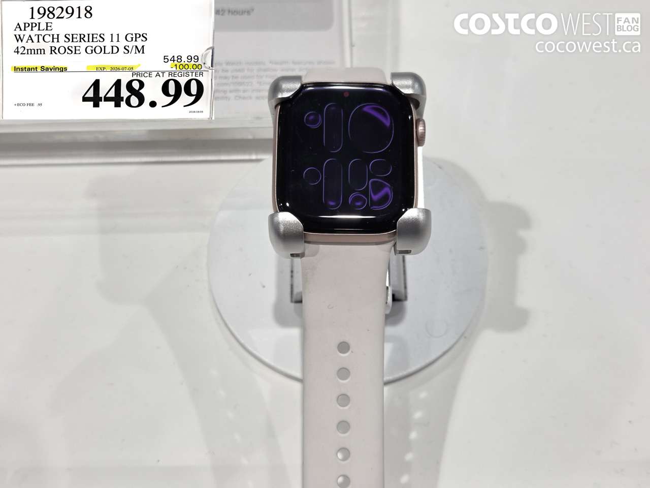 1982918 APPLE WATCH SERIES 11 GPS 42MM ROSE GOLD S/M ($100.00 INSTANT SAVINGS EXPIRES ON 2026-07-05) $448.99