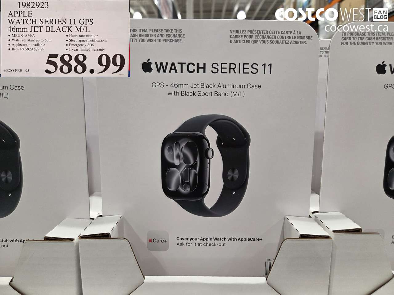 1982923 APPLE WATCH SERIES 11 GPS 46MM JET BLACK M/L $588.99