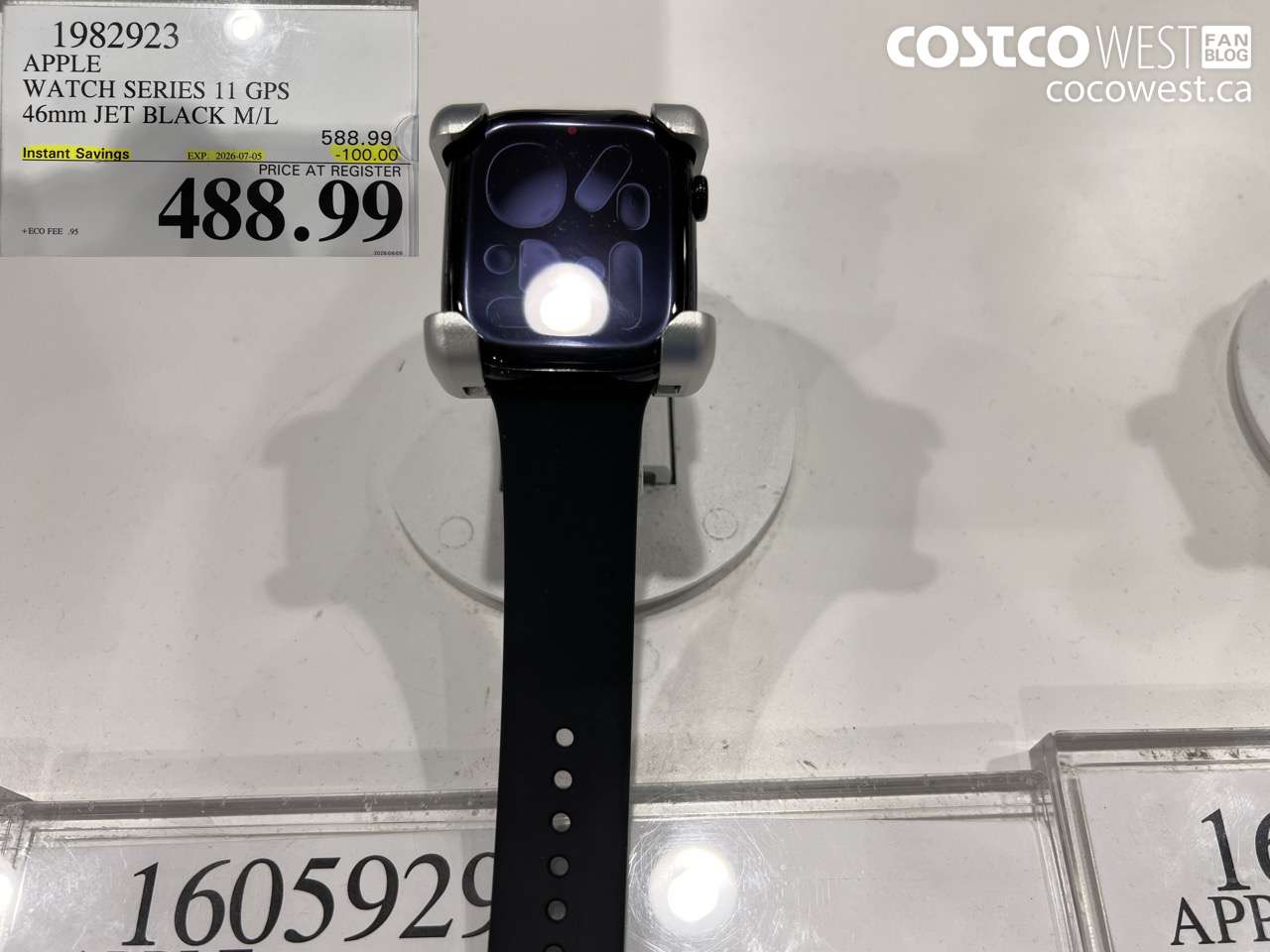 1982923 APPLE WATCH SERIES 11 GPS 46MM JET BLACK M/L ($100.00 INSTANT SAVINGS EXPIRES ON 2026-07-05) $488.99