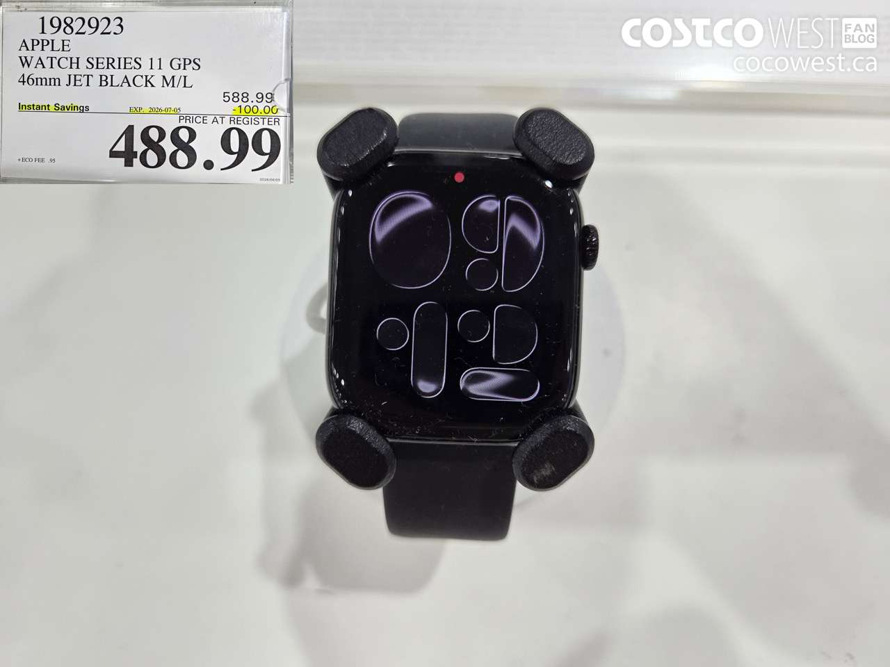 1982923 APPLE WATCH SERIES 11 GPS 46MM JET BLACK M/L ($100.00 INSTANT SAVINGS EXPIRES ON 2026-07-05) $488.99
