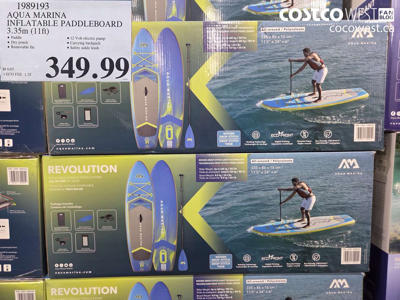 1989193 AQUA MARINA INFLATABLE PADDLEBOARD 3.35M (11FT) $349.99