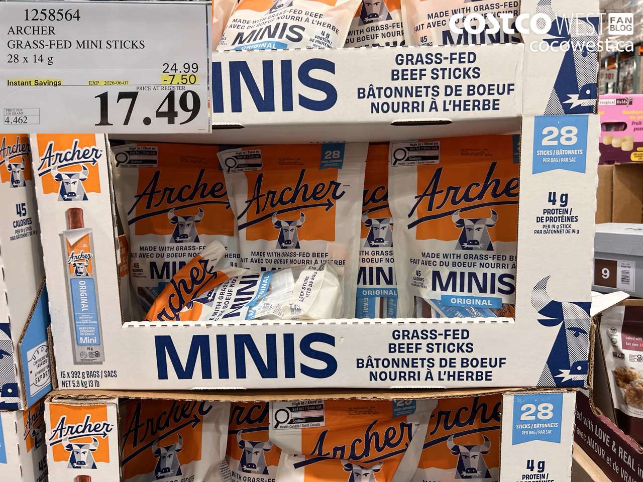 1258564 ARCHER GRASS-FED MINI STICKS 28 X 14 G ($7.50 INSTANT SAVINGS EXPIRES ON 2026-06-07) $17.49