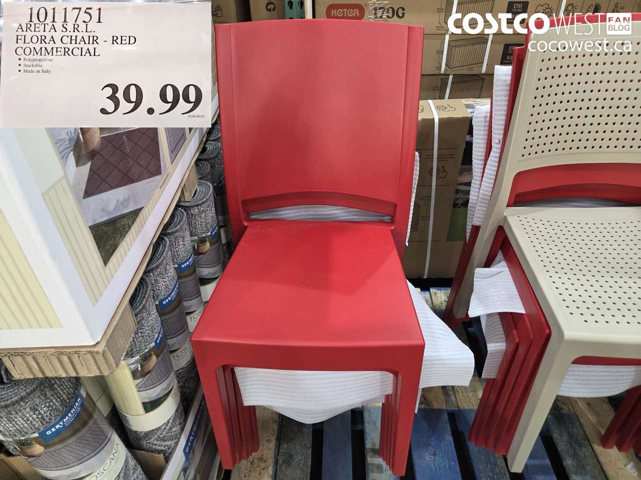 1011751 ARETA S.R.L. FLORA CHAIR - RED COMMERCIAL $39.99