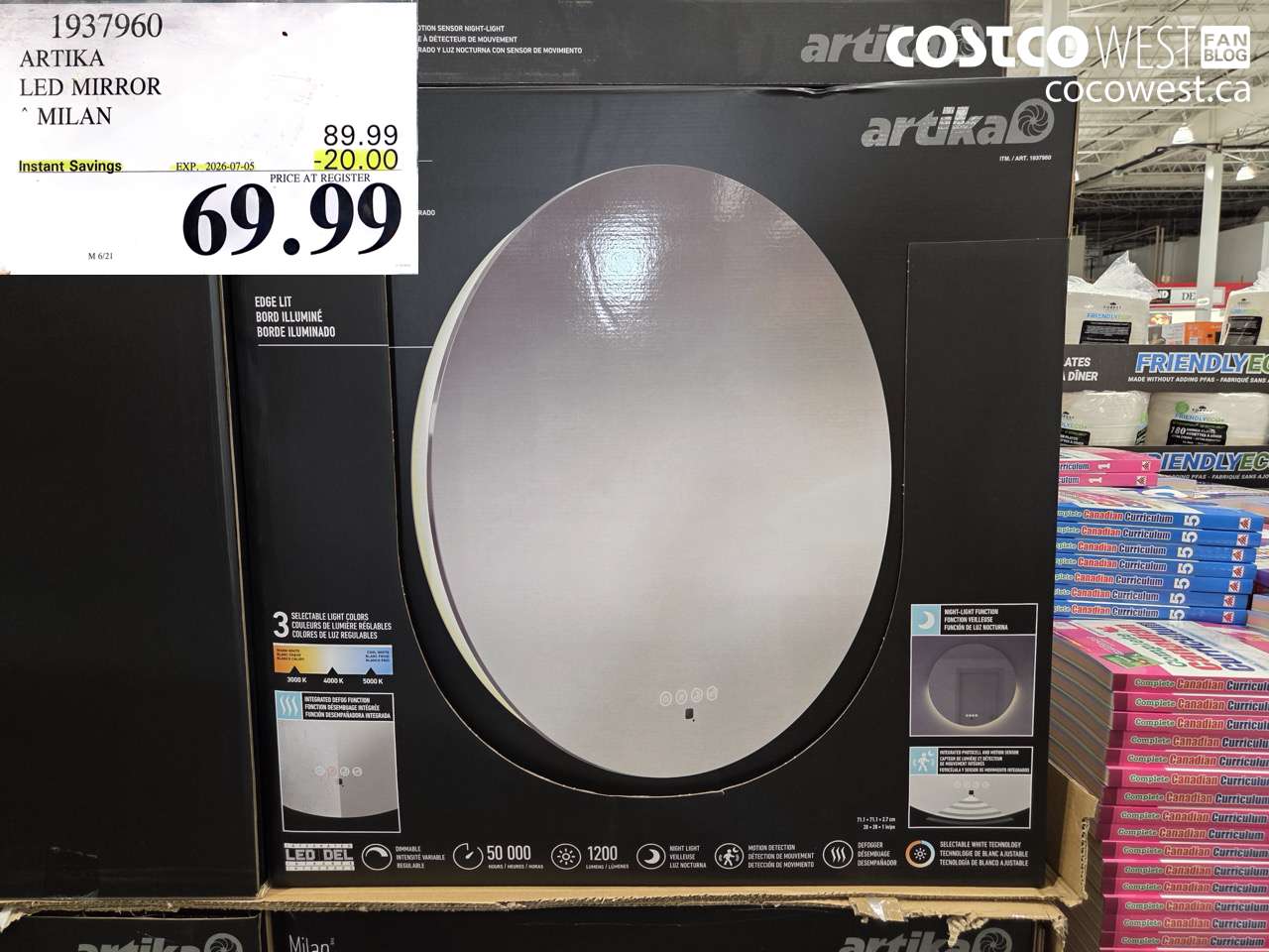 1937960 ARTIKA LED MIRROR MILAN ($20.00 INSTANT SAVINGS EXPIRES ON 2026-07-05) $69.99