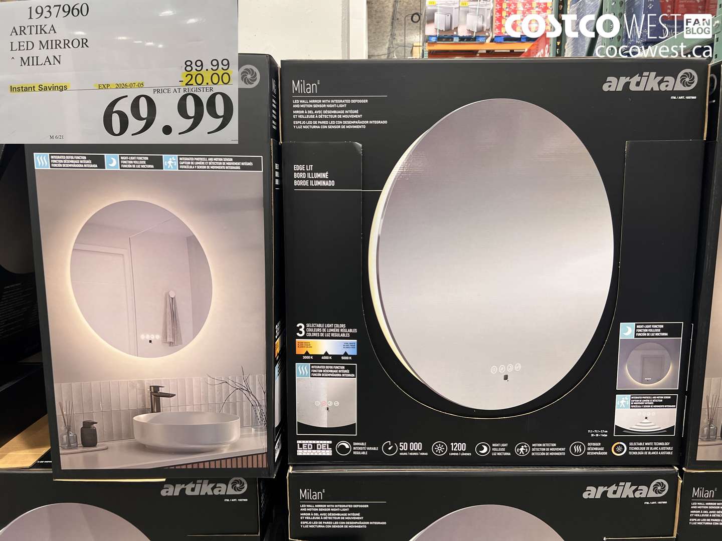 1937960 ARTIKA LED MIRROR MILAN ($20.00 INSTANT SAVINGS EXPIRES ON 2026-07-05) $69.99