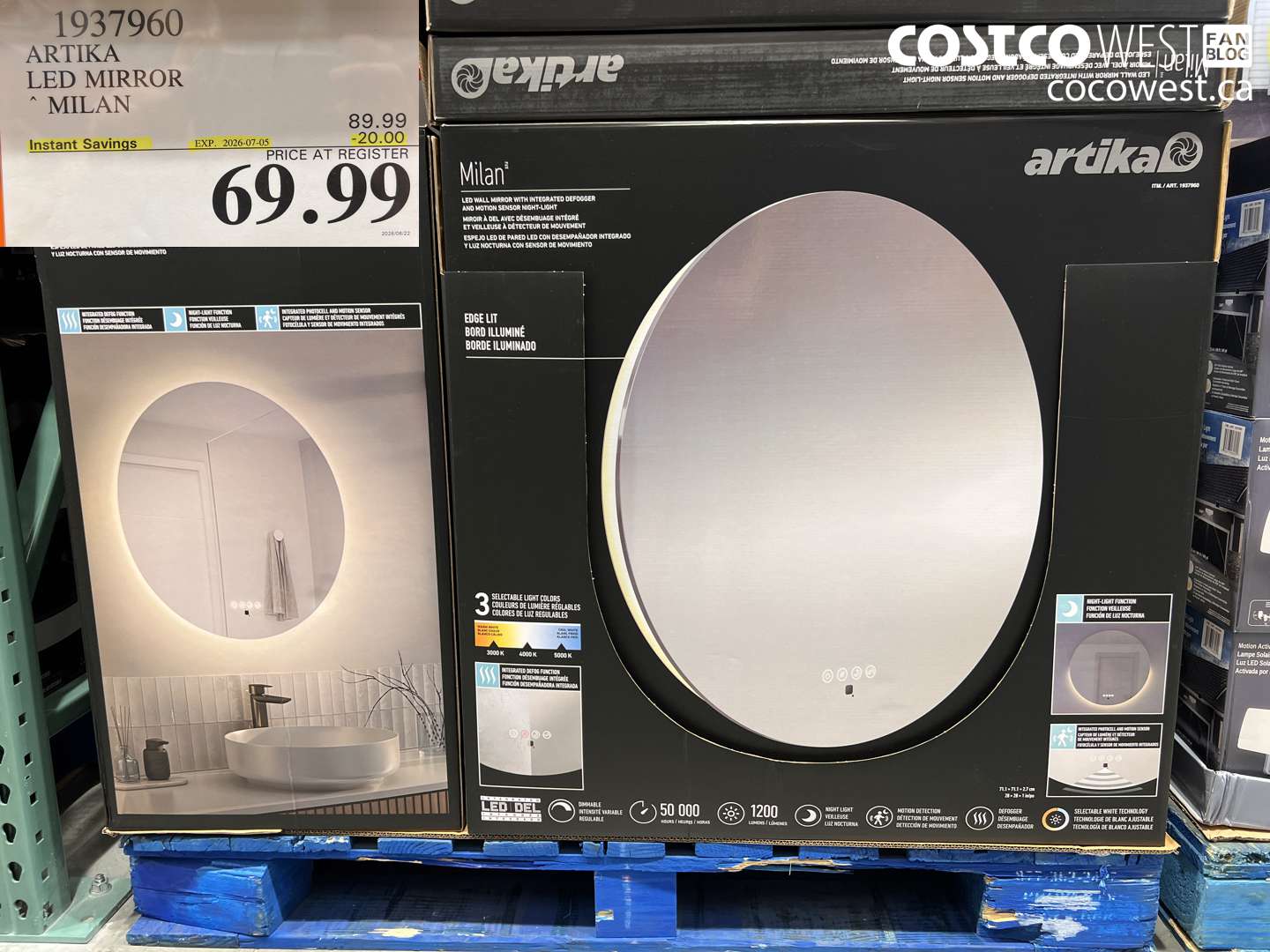 1937960 ARTIKA LED MIRROR MILAN ($20.00 INSTANT SAVINGS EXPIRES ON 2026-07-05) $69.99