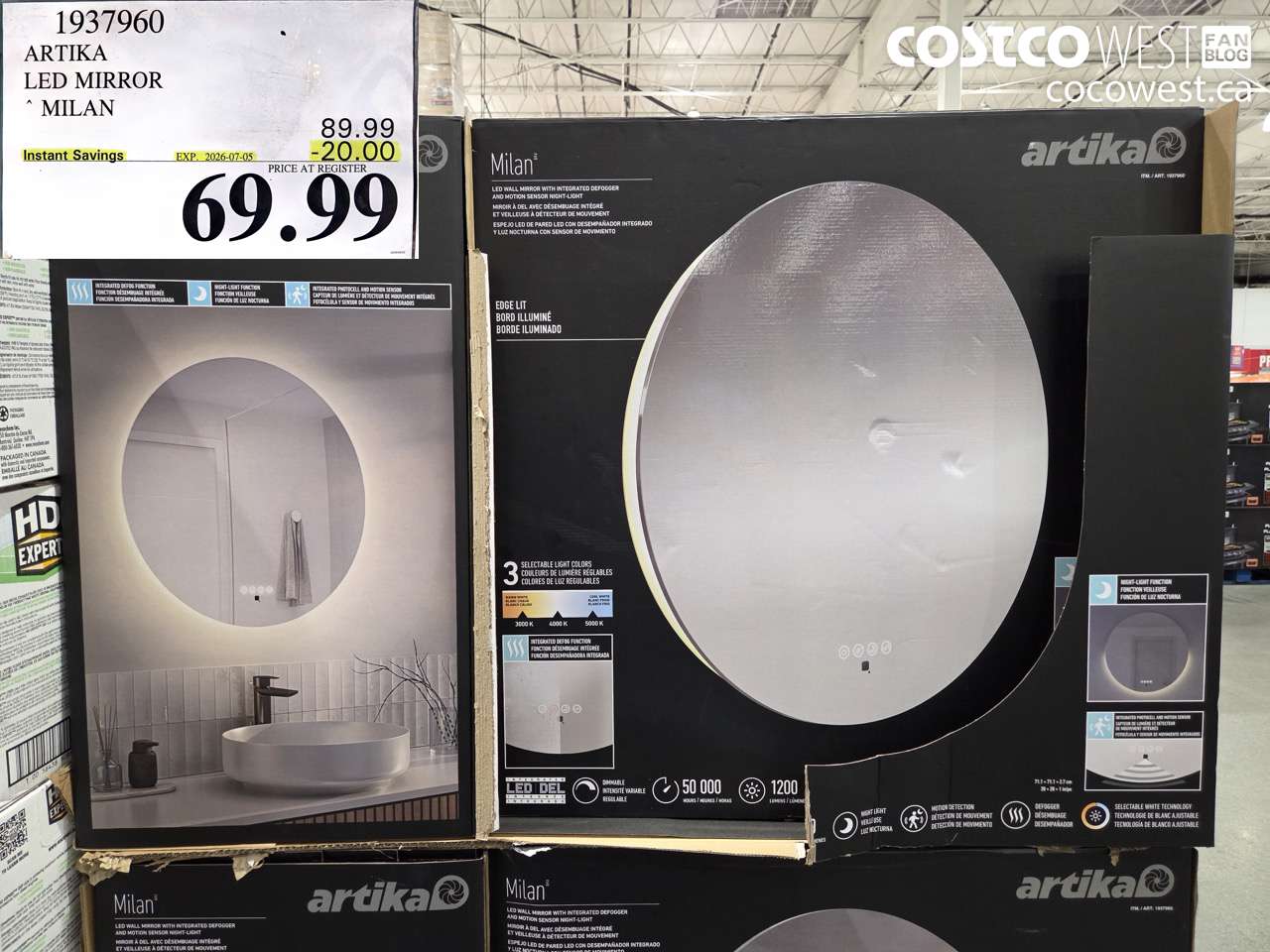 1937960 ARTIKA LED MIRROR MILAN ($20.00 INSTANT SAVINGS EXPIRES ON 2026-07-05) $69.99