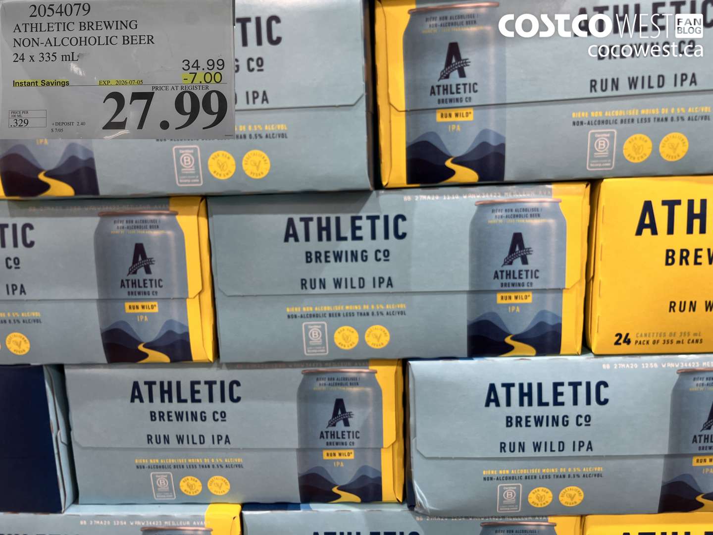 2054079 ATHLETIC BREWING NON-ALCOHOLIC BEER 24 X 335 ML ($7.00 INSTANT SAVINGS EXPIRES ON 2026-07-05) $27.99