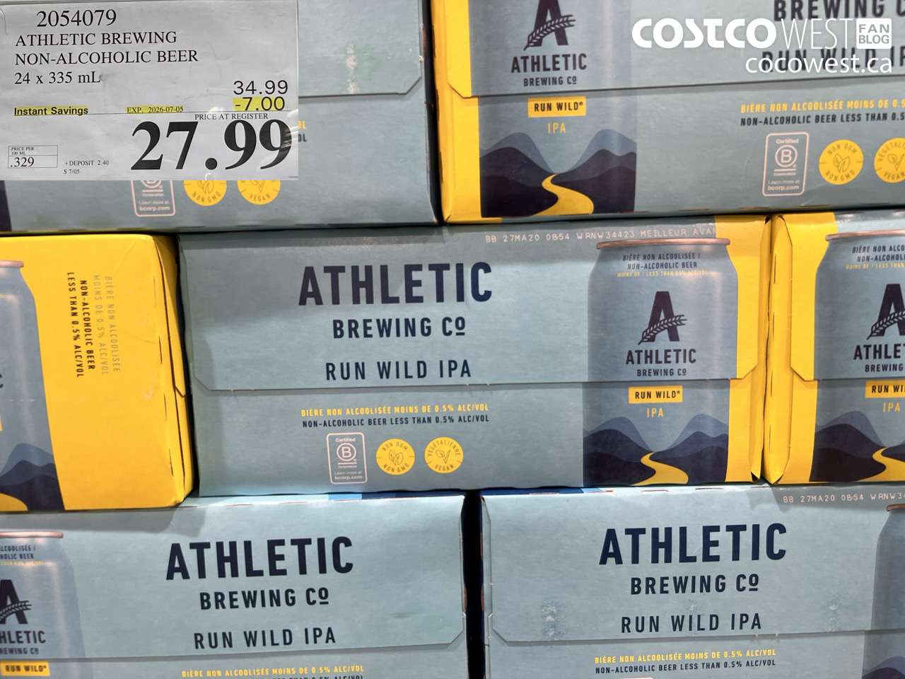 2054079 ATHLETIC BREWING NON-ALCOHOLIC BEER 24 X 335 ML ($7.00 INSTANT SAVINGS EXPIRES ON 2026-07-05) $27.99