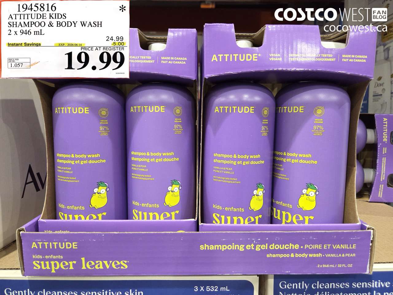 1945816 ATTITUDE KIDS SHAMPOO & BODY WASH 2 X 946 ML ($5.00 INSTANT SAVINGS EXPIRES ON 2026-06-14) $19.99