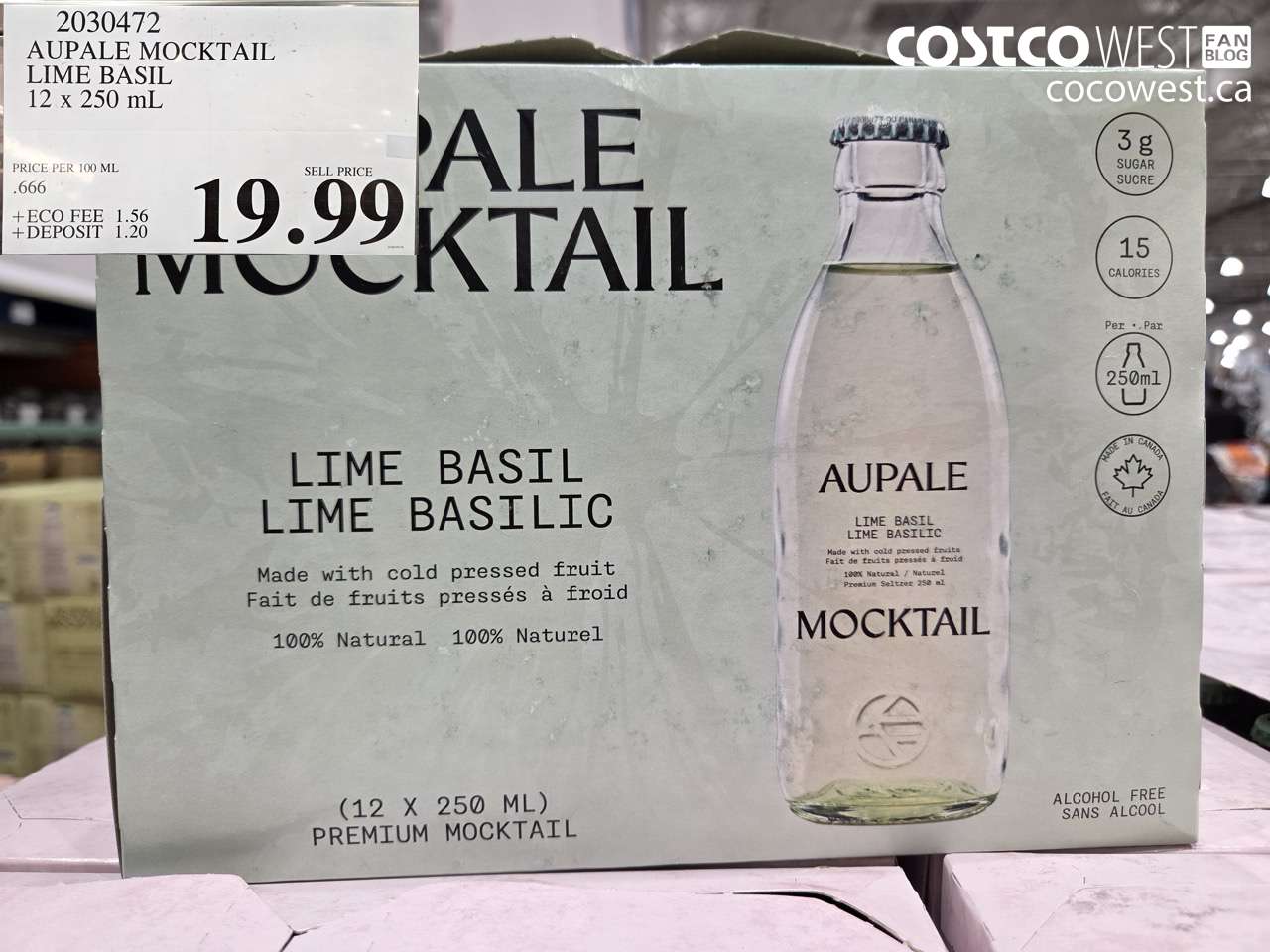 2030472 AUPALE MOCKTAIL LIME BASIL 12 X 250 ML $19.99