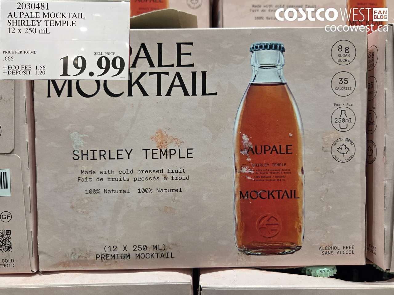 2030481 AUPALE MOCKTAIL SHIRLEY TEMPLE 12 X 250 ML $19.99