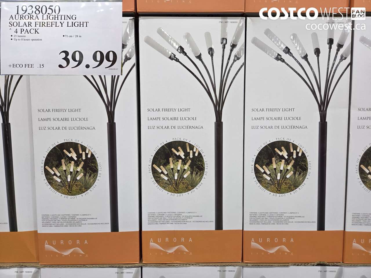 1938050 AURORA LIGHTING SOLAR FIREFLY LIGHT 4 PACK $39.99