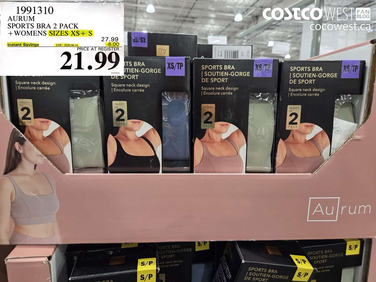 1991310 AURUM SPORTS BRA 2 PACK + WOMENS SIZES XS + S ($6.00 INSTANT SAVINGS EXPIRES ON 2026-06-14) $21.99