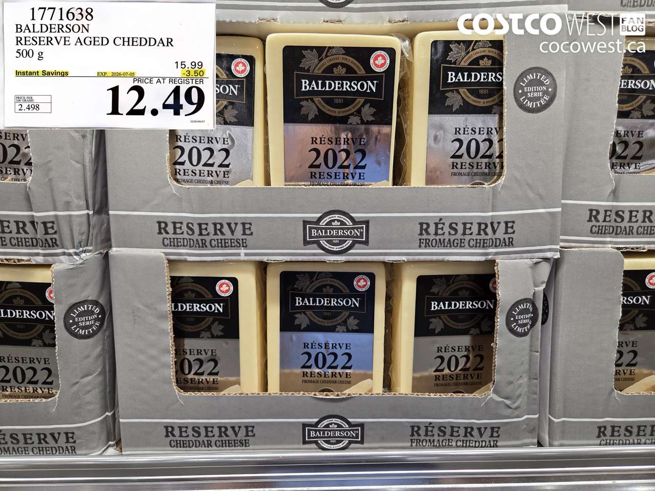 1771638 BALDERSON RESERVE AGED CHEDDAR 500 G ($3.50 INSTANT SAVINGS EXPIRES ON 2026-07-05) $12.49