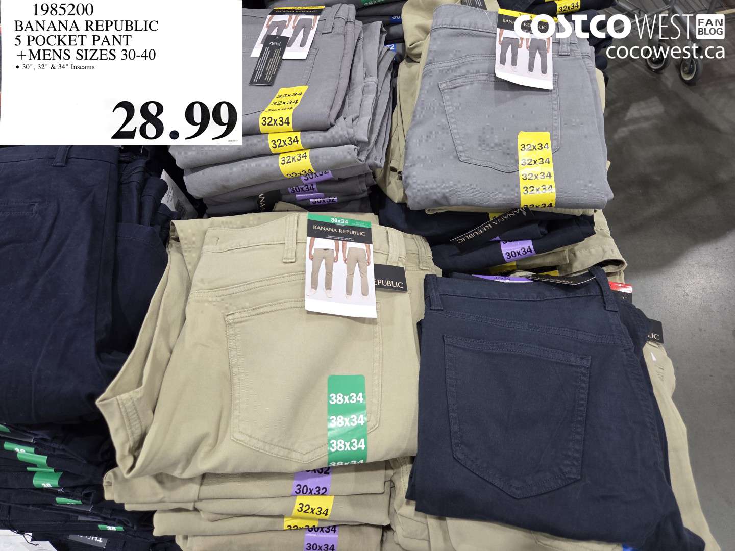 1985200 BANANA REPUBLIC 5 POCKET PANT MENS SIZES 30-40 $28.99