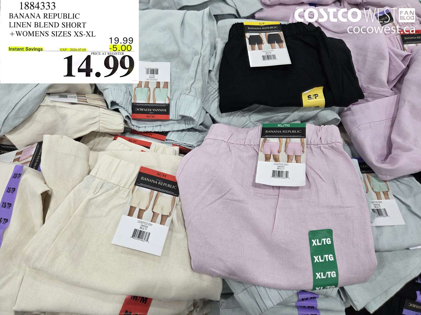 1884333 BANANA REPUBLIC LINEN BLEND SHORT +WOMENS SIZES XS-XL ($5.00 INSTANT SAVINGS EXPIRES ON 2026-07-05) $14.99