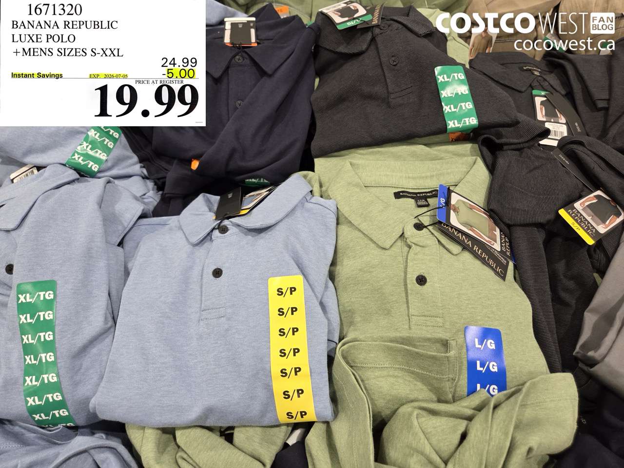 1671320 BANANA REPUBLIC LUXE POLO MENS SIZES S-XXL ($5.00 INSTANT SAVINGS EXPIRES ON 2026-07-05) $19.99